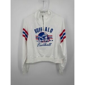 NWT Buffalo Bills Football Quarter-Zip Sweatshirt Women's Medium Ivory